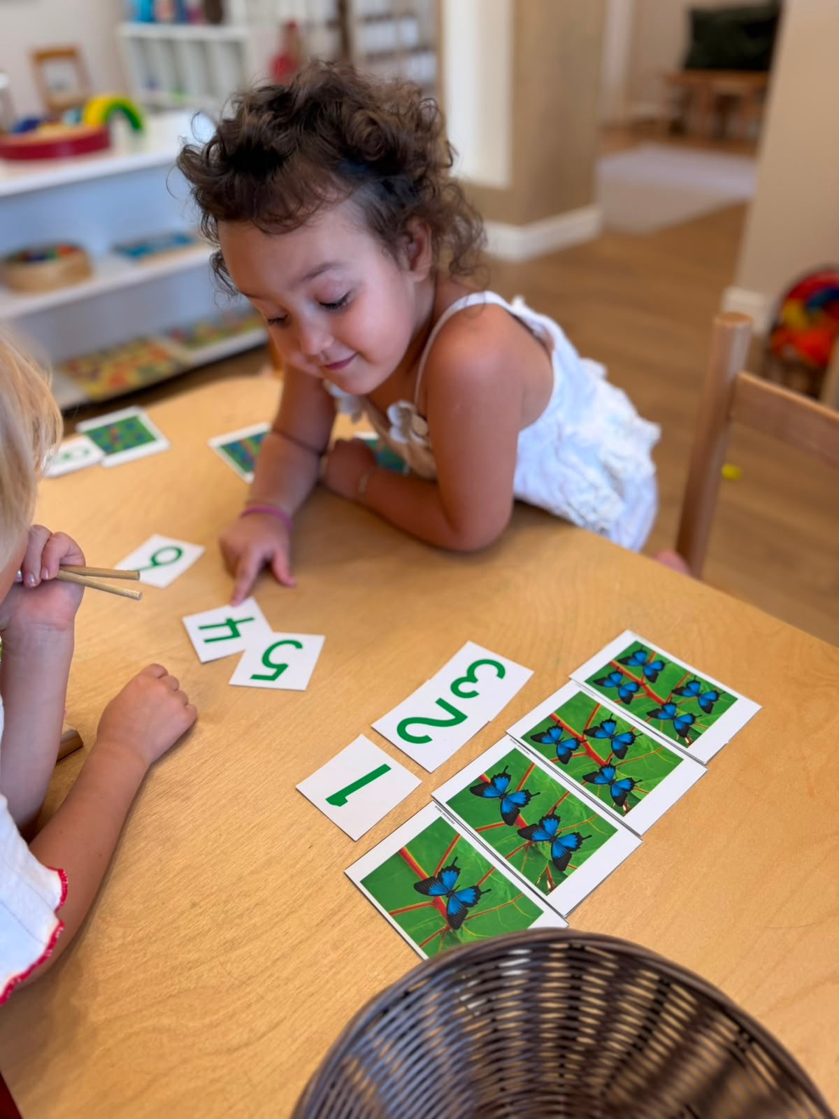 Fine motor coordination with wooden peg bench